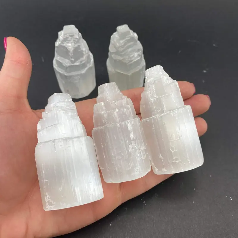 6cm Selenite Tower, Rough Selenite Tower, Small Selenite Tower