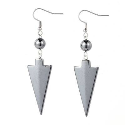 Non-Magnetic Synthetic Hematite Dangle Earrings