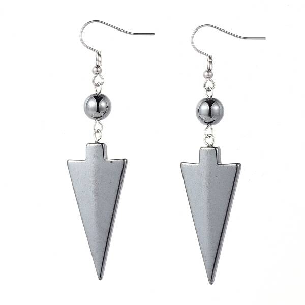 Non-Magnetic Synthetic Hematite Dangle Earrings
