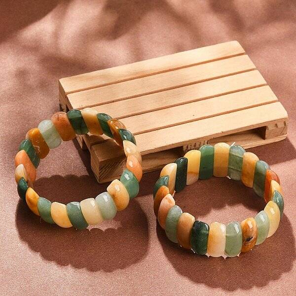 Natural Multi-Color Agate Beaded Stretch Bracelets for Women Men