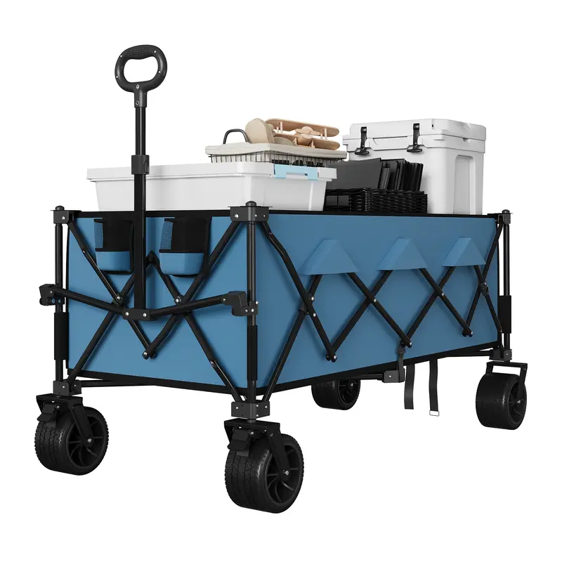 Garvee Large 460lbs Wagons Carts Foldable - Heavy Duty All-Terrain Beach Cart with Cup Holders, Utility Folding Cart for Camp...