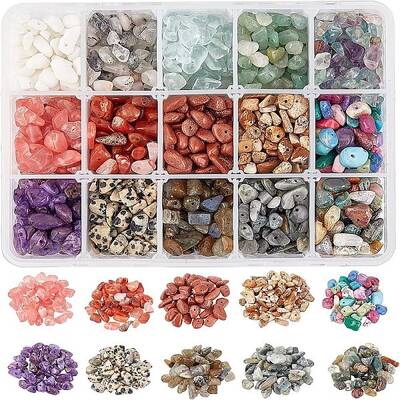 Natural & Synthetic Mixed Gemstone & Glass Chip Beads