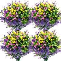Artificial Flower, Faux Flower, UV Resistant Plastic Floral Plant, Decorative Flowers for Home Wedding Party Decor, Fake Silk...