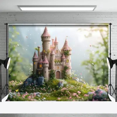 Castle Grass Floral Butterfly Spring Photo Backdrops - Aperturee