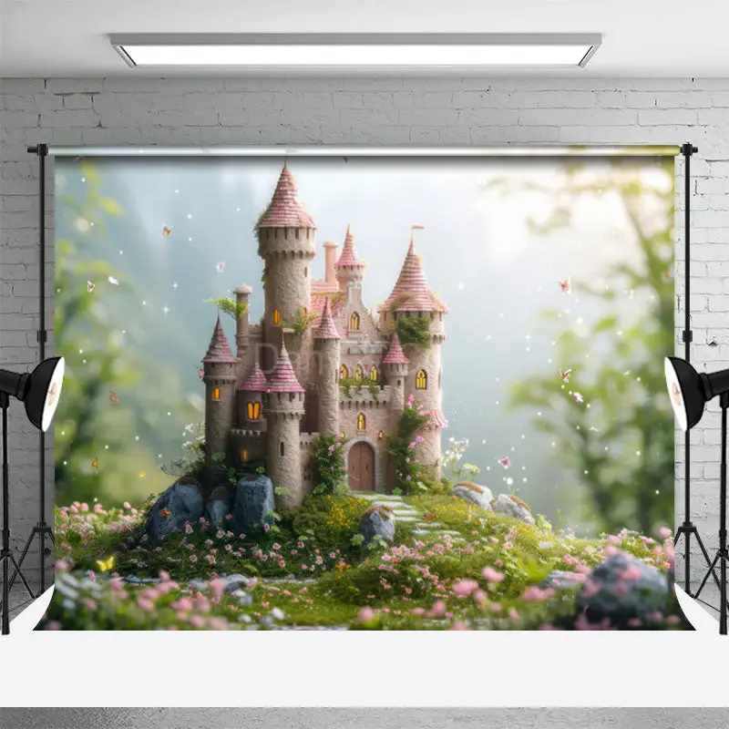 Castle Grass Floral Butterfly Spring Photo Backdrops - Aperturee