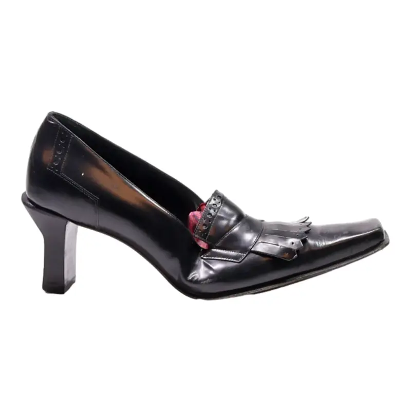 BALLY Pump Heels Black Leather Womens UK 8