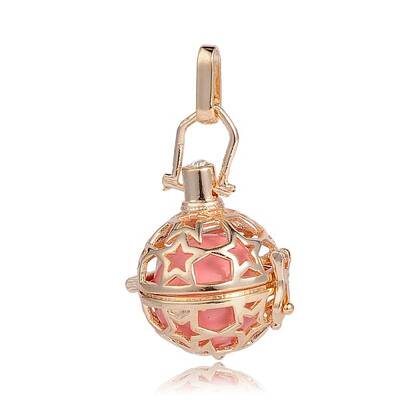 Golden Plated Brass Hollow Round Cage Pendants