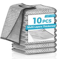 10 Counts Multipurpose Non-Scratch Wire Dishcloths – Double-Layer Reusable Dishwashing Rags for Wet & Dry Use, Kitchen Clea...