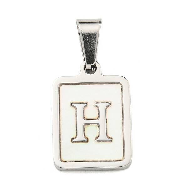 304 Stainless Steel Pave Natural White Shell Pendants