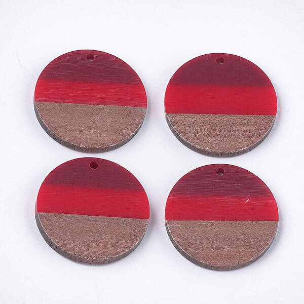 Tri-color Resin & Walnut Wood Pendants
