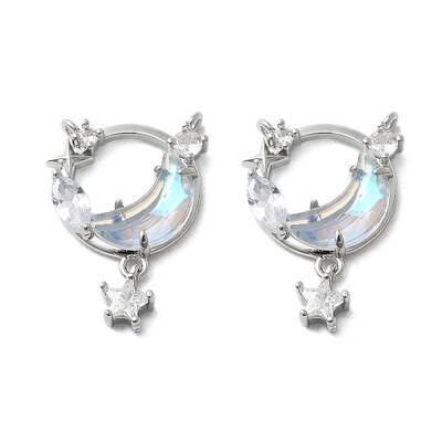 Brass Micro Pave Cubic Zirconia with Resin Pendants
