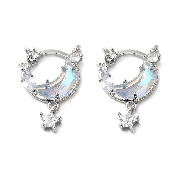 Brass Micro Pave Cubic Zirconia with Resin Pendants
