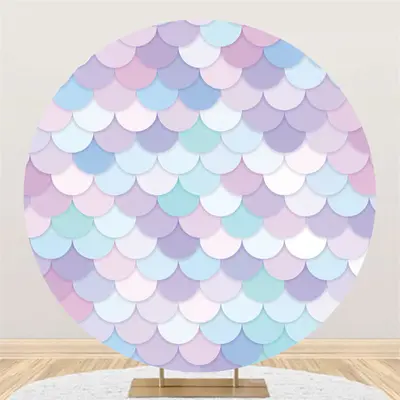 Aperturee Colorful Scales Mermaid Theme Circle Event Backdrop | Happy Valentines Day Banner | Valentine Photo Backdrop | Diy ...