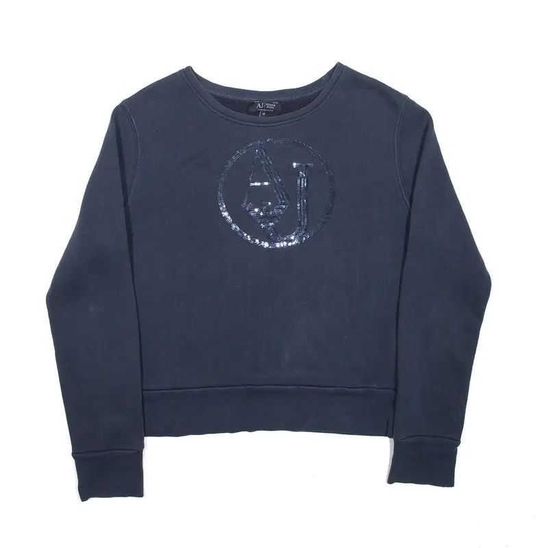 ARMANI Sequin Text Jumper Blue Womens S