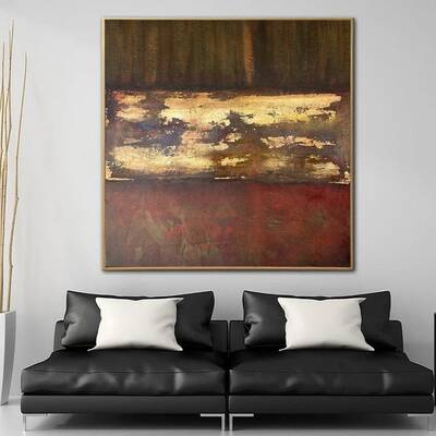 Large Abstract Colorful Paintings On Canvas Original Red And Gold Oil Painting Contemporary Art Textured Painting | ILLUSION