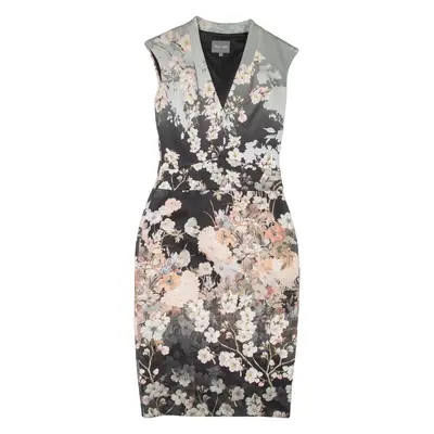 PHASE EIGHT Womens Pencil Dress Black Floral Short Sleeve Midi S