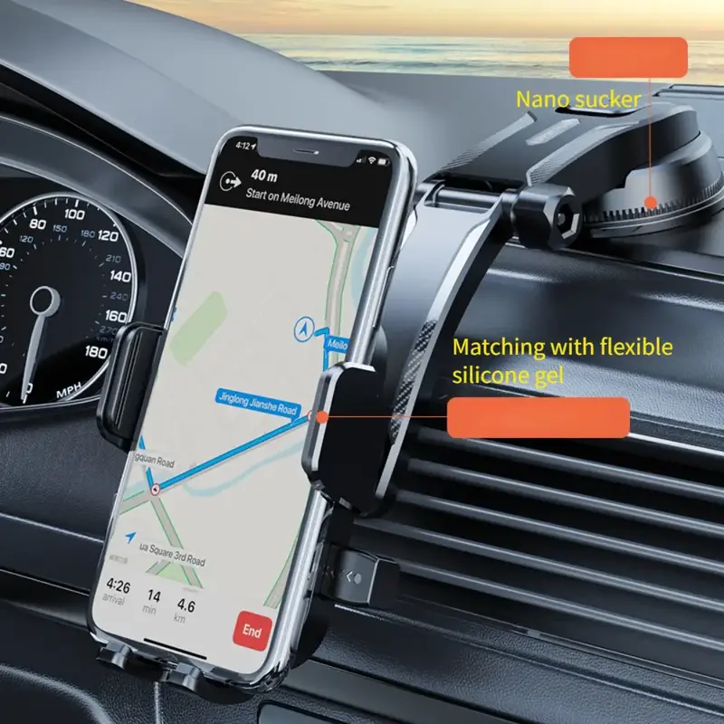 Rotating Phone Stand with Suction Cup – Durable ABS Dashboard Mount, Secure Grip for Safe Navigation, Flexible Positioning,...