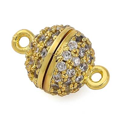 Brass Micro Pave Clear Cubic Zirconia Magnetic Clasps