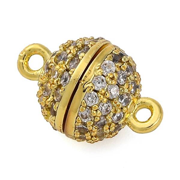 Brass Micro Pave Clear Cubic Zirconia Magnetic Clasps