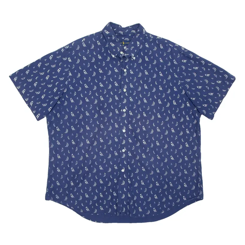 RALPH LAUREN Mens Shirt Blue Crazy Pattern 2XL