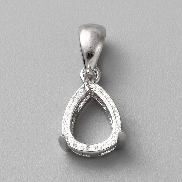 Rhodium Plated Sterling Silver Pendant Cabochon Settings