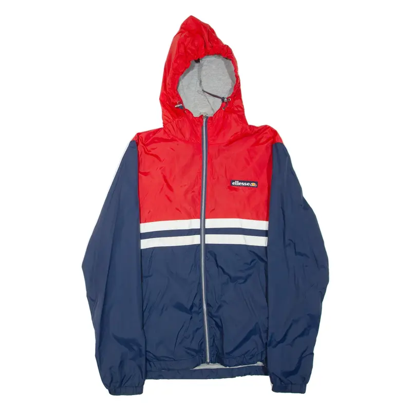 ELLESSE Mens Track Jacket Blue Hooded Colourblock L