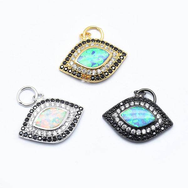 Brass Micro Pave Cubic Zirconia Pendants
