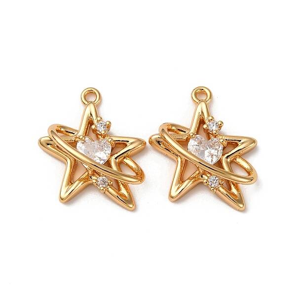 Brass Micro Pave Clear Cubic Zirconia Pendants