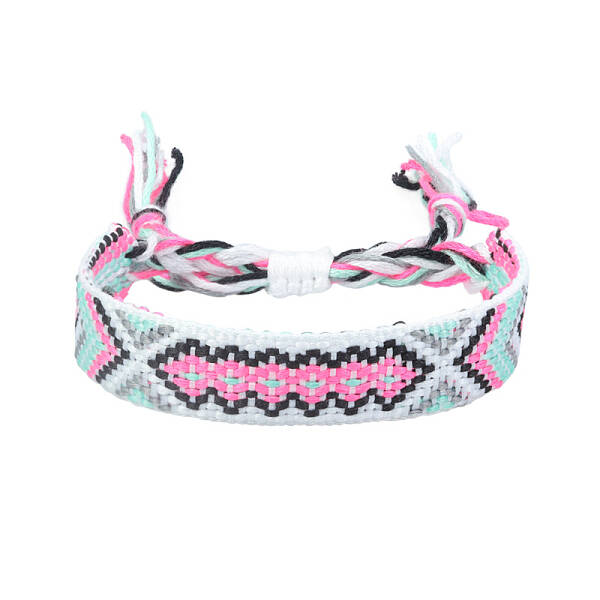 Polyester-cotton Braided Rhombus Pattern Cord Bracelet
