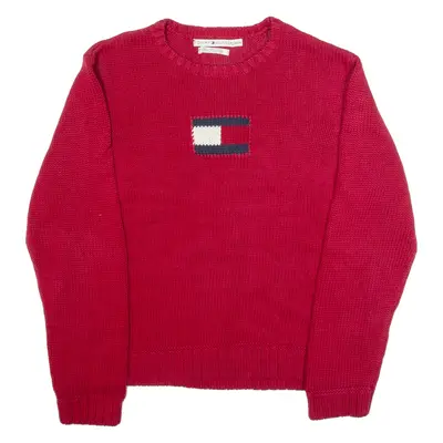 TOMMY HILFIGER Mens Jumper Red Chunky Knit 2XL