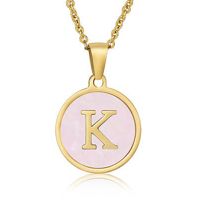 Natural Shell Initial Letter Pendant Necklace