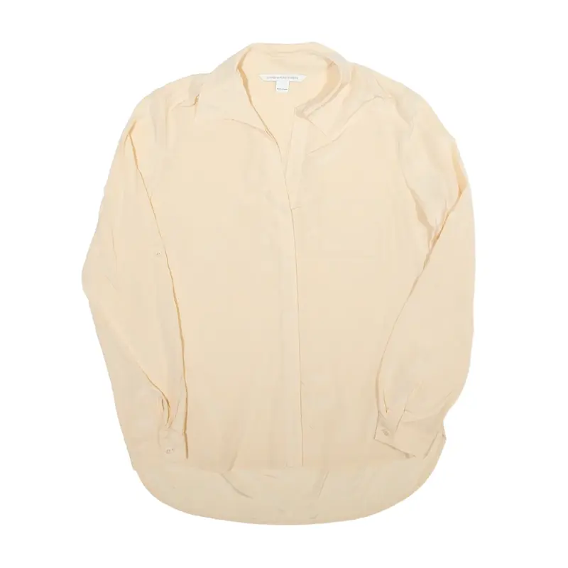 DIANE VONE FRUSTENBERG Satin Blouse Beige Collared Long Sleeve Womens S