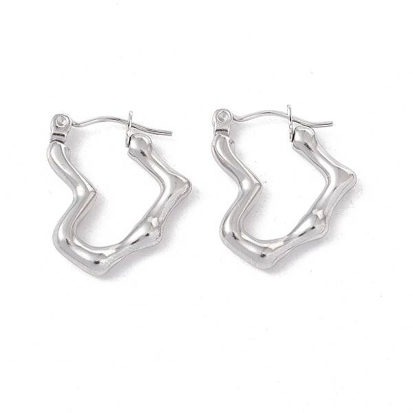 Non-Tarnish 304 Stainless Steel Heart Hoop Earrings for Women