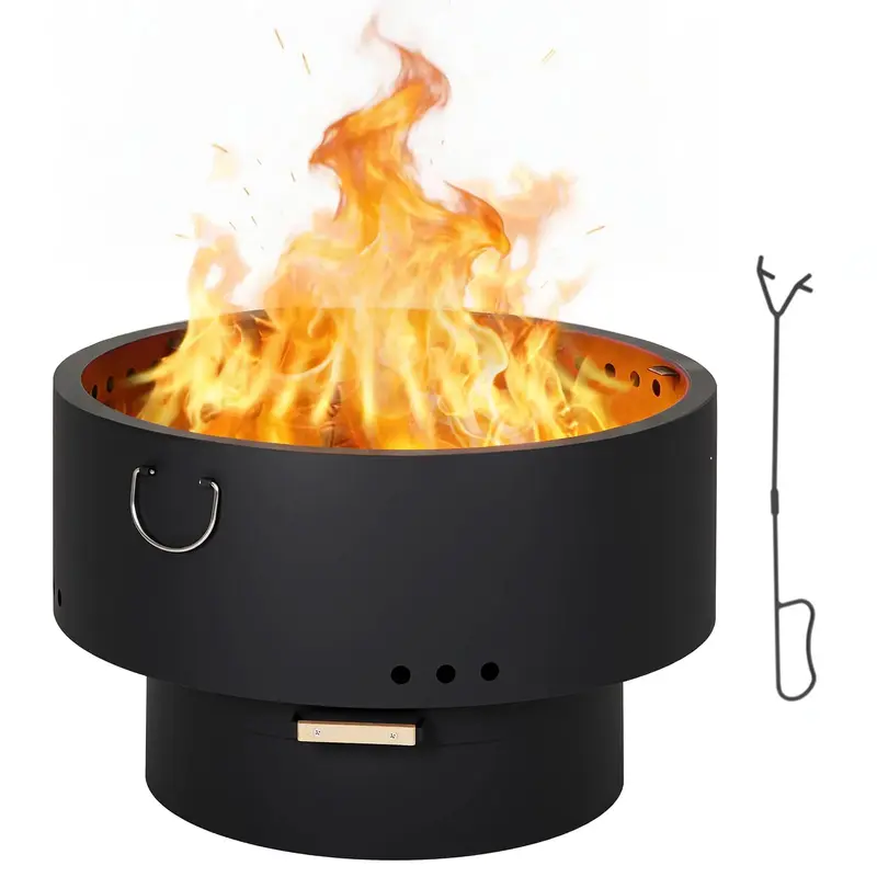 Garvee 30 in Smokeless Fire Pits, Wood Burning Firepits with Fire Poker, Outdoor Portable Fire Pits with Removable Ash Pan an...