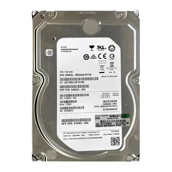 819078-001 HP 2TB 12Gb/s SAS 7200 3.5-Inch Hard Drive