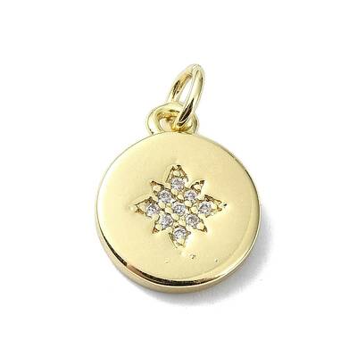 Star Theme Brass Micro Pave Clear Cubic Zirconia Pendants