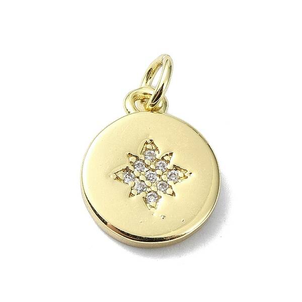 Star Theme Brass Micro Pave Clear Cubic Zirconia Pendants