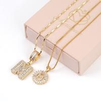 MEIITRUE 2 Pack Initial Letter Pendant Necklaces for Women, 14K Gold Plated Cubic Zirconia Alphabet Necklace, Fashion Jewelry...