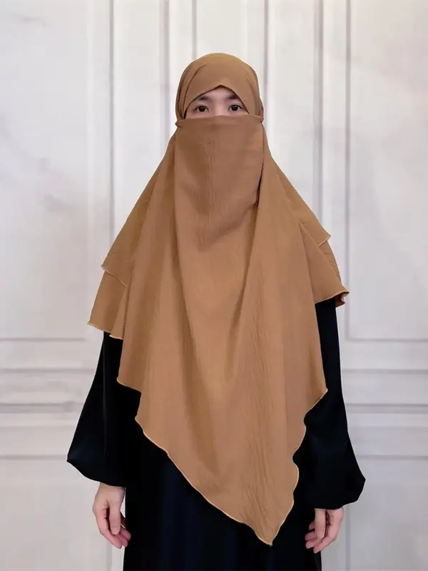 Women's Modest Plain Satin Khimar, Solid Muslim Clothing for All Seasons, Fashion Accessories for Women