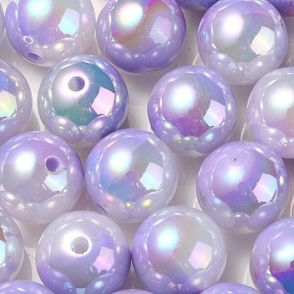 UV Plating Rainbow Iridescent Opaque Acrylic Beads