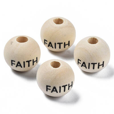 Printed Natural Wood European Beads