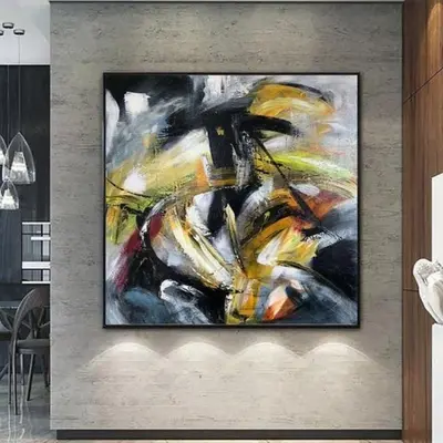 Huge Acrylic Colorful Paintings On Canvas Modern Yellow Wall Art Nursery Wall Decor | EXOTIC FLOWER