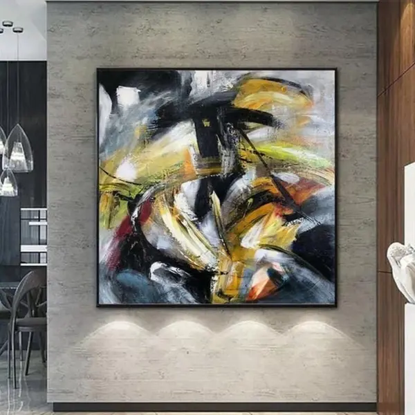 Huge Acrylic Colorful Paintings On Canvas Modern Yellow Wall Art Nursery Wall Decor | EXOTIC FLOWER