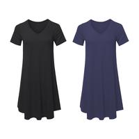 SHOWITTY 2-Pack Women's Casual T-Shirt Dresses with Pockets, Plus Size Clothing Short Sleeves, Relaxed Swing Fit Summer