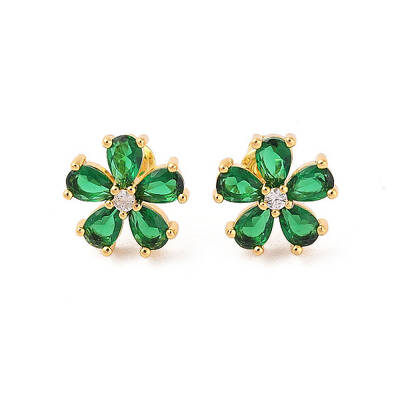 Rack Plating Brass Micro Pave Cubic Zirconia Stud Earrings