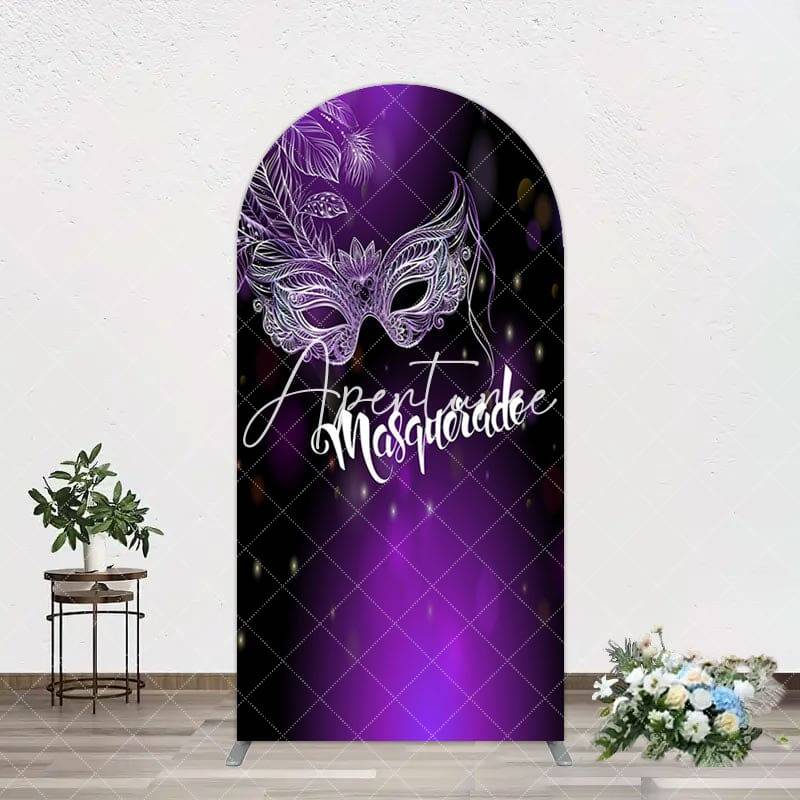 Aperturee Elegant Purple Mask Masquerade Birthday Arch Backdrop, 1.6X4FT(0.5X1.2M), 38.18 USD, arch backdrop kit, GLH0D933-A