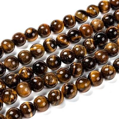 Natural Grade AB Tiger Eye Round Beads Strands