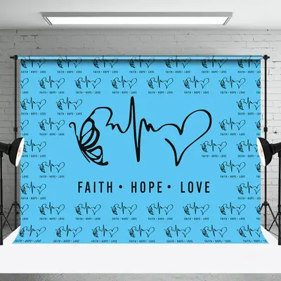 Blue Black Faith Hope Love Electrocardiogram Backdrop
