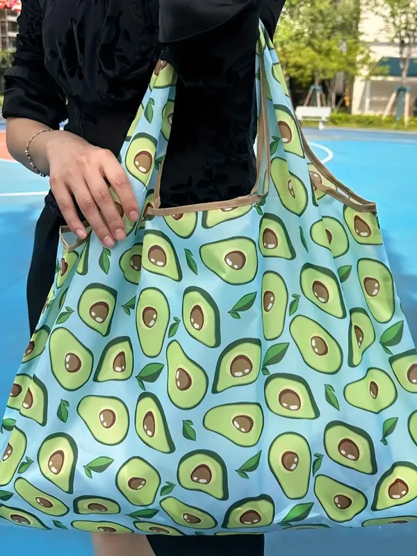 Women's Summer 2025 Casual Large Volume Tote Bag, Avocado Pattern Design Shoulder Bag for Daily Use, Large Capacity High Loa...