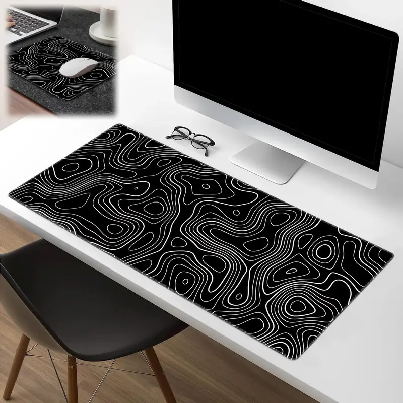 Large Mouse Pad, 1 Count Abstract Terrain Line Outline Desktop Computer Protection Pad, Rectangular Multiple Sizes to Choose ...